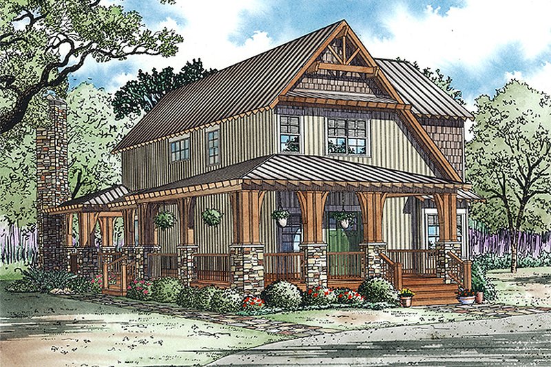 Country Style House Plan - 3 Beds 2 Baths 1705 Sq/Ft Plan #17-2434