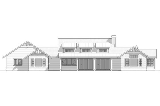 Exterior - Rear Elevation 1 for Ranch House Plan #1086-13 - 3 bed, 2.5 bath