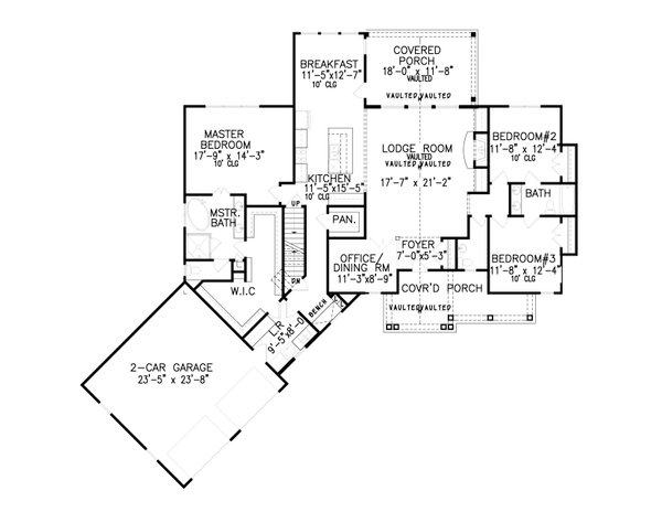 Craftsman Floor Plan - Main Floor Plan #54-408
