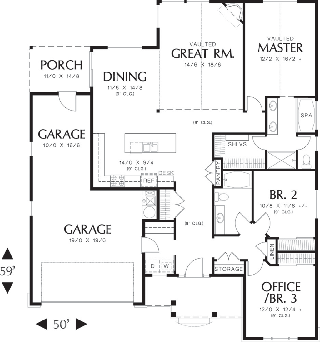 Craftsman Style House Plan 3 Beds 2 Baths 1800 Sq Ft 