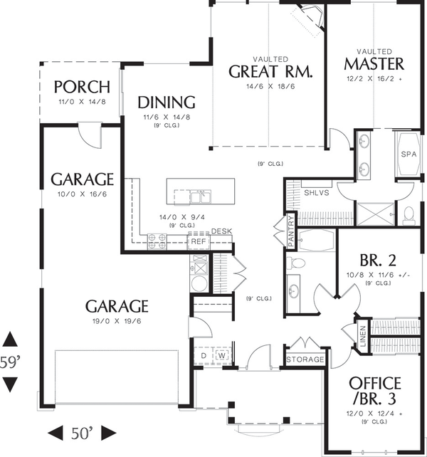 Craftsman Floor Plan - Main Floor Plan #48-414
