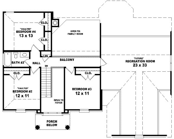 Colonial Floor Plan - Upper Floor Plan #81-813