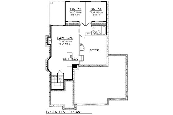 Floor Plan - Lower Floor for Craftsman House Plan #70-1519 - 4 bed, 3 bath