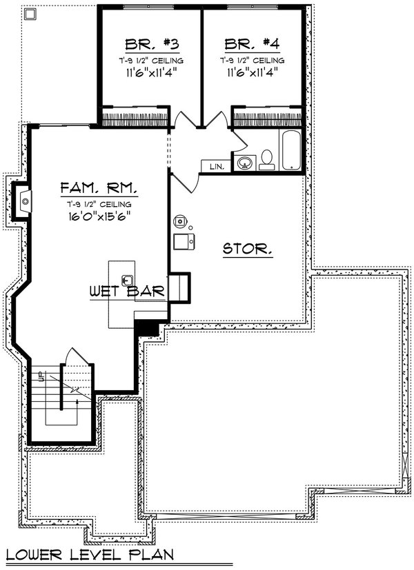 Home Plan - Craftsman Floor Plan - Lower Floor Plan #70-1519