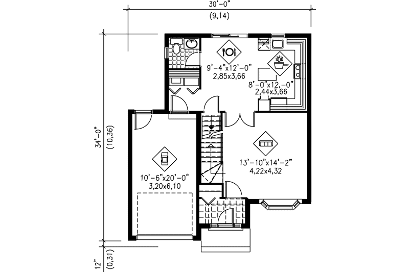 House Plan Design - Floor Plan - Main Floor for Traditional House Plan #25-217 - 3 bed, 1.5 bath