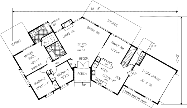 Architectural House Design - Ranch Floor Plan - Main Floor Plan #3-132