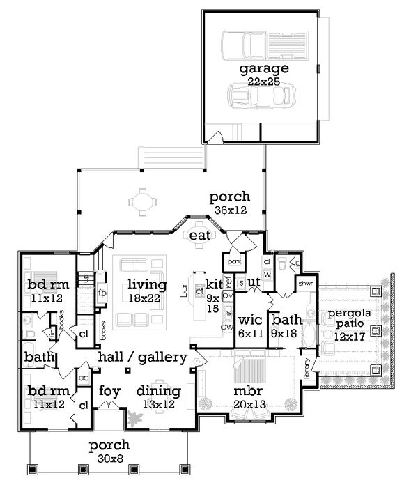 Architectural House Design - Craftsman Floor Plan - Main Floor Plan #45-377