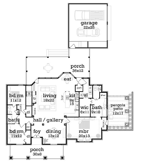 House Plan Design - Craftsman Floor Plan - Main Floor Plan #45-377