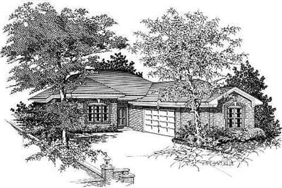 Exterior - Front Elevation for European House Plan #329-201 - 3 bed, 2 bath