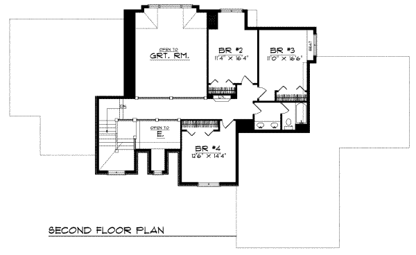 Traditional Floor Plan - Upper Floor Plan #70-488