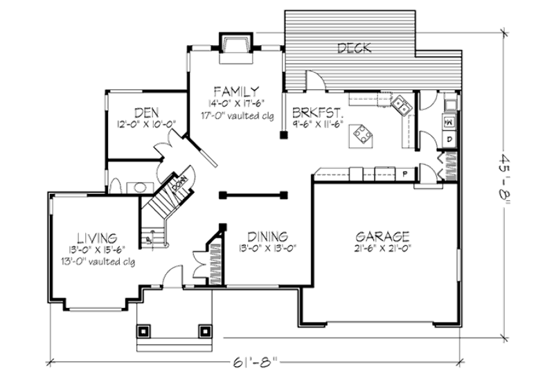 Home Plan - Floor Plan - Main Floor for European House Plan #320-456 - 4 bed, 2.5 bath