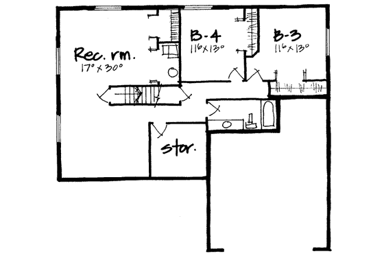 Floor Plan - Lower Floor for Traditional House Plan #308-196 - 4 bed, 3 bath