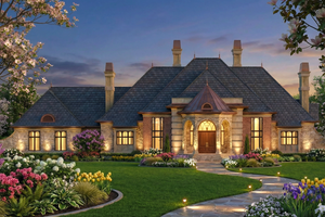 House Blueprint - Exterior - Front Elevation for European House Plan #119-196 - 4 bed, 4 bath