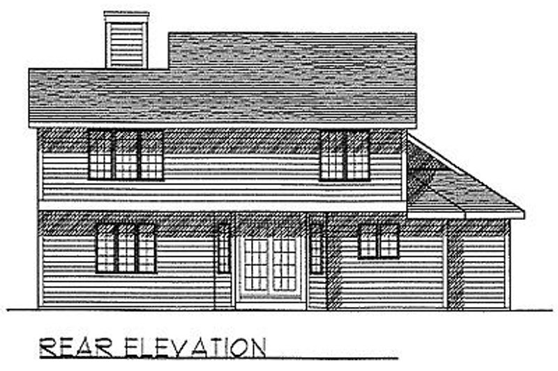 House Blueprint - Exterior - Rear Elevation for Traditional House Plan #70-225 - 3 bed, 2.5 bath