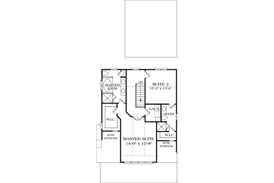 Floor Plan - Upper Floor for Bungalow House Plan #453-73 - 3 bed, 3 bath