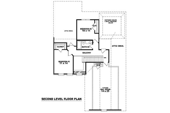 Floor Plan - Upper Floor for European House Plan #81-784 - 3 bed, 2.5 bath