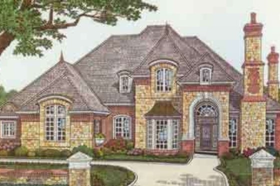 Exterior - Front Elevation for European House Plan #310-339 - 4 bed, 3.5 bath