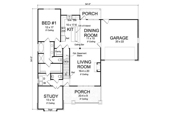 Floor Plan - Main Floor for Cottage House Plan #513-2175 - 4 bed, 2.5 bath