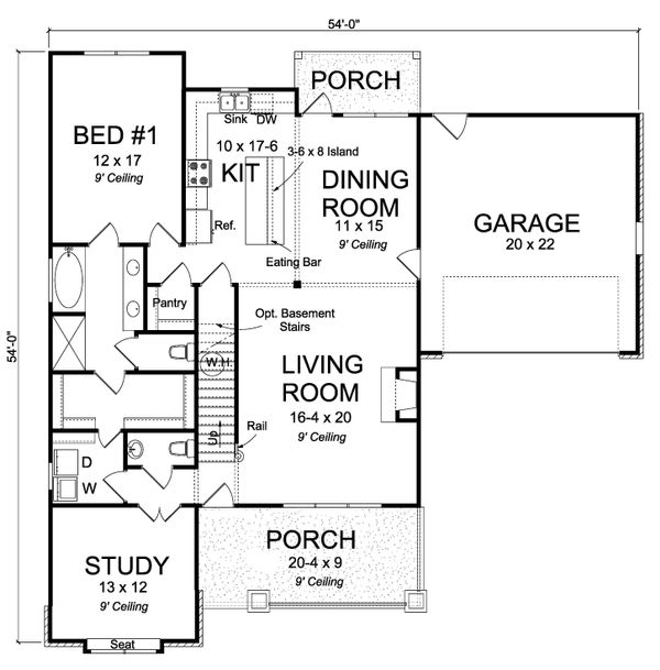 Home Plan - Cottage Floor Plan - Main Floor Plan #513-2175
