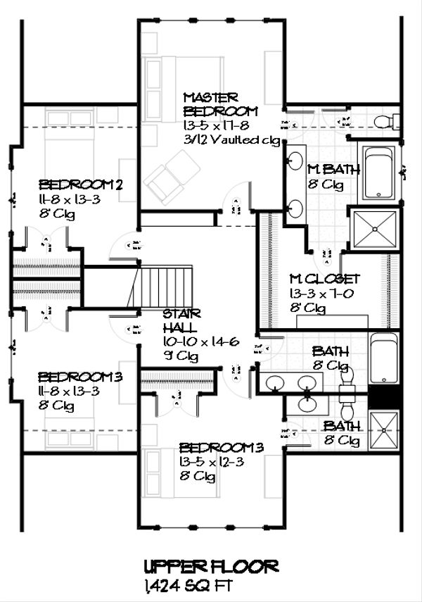 Craftsman Floor Plan - Upper Floor Plan #901-4