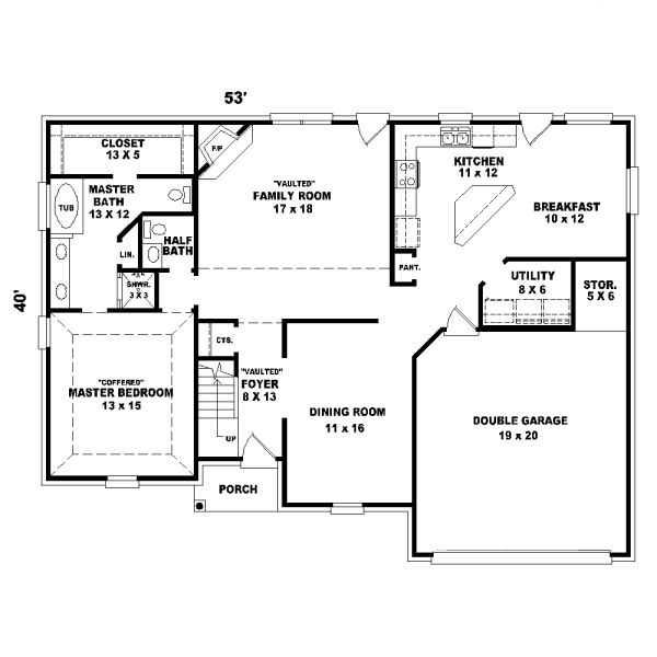 Traditional Floor Plan - Main Floor Plan #81-13892