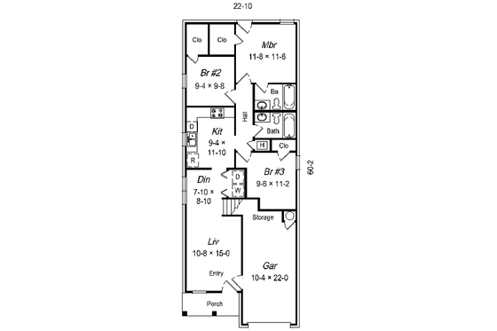 Floor Plan - Main Floor for Cottage House Plan #329-165 - 4 bed, 3 bath
