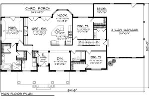 Floor Plan - Main Floor for Country House Plan #70-1050 - 3 bed, 2 bath