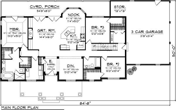 Dream House Plan - Country Floor Plan - Main Floor Plan #70-1050