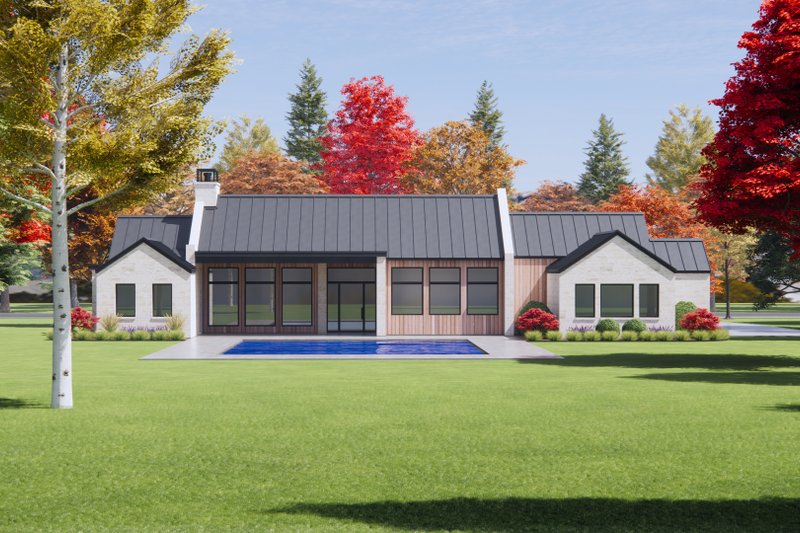 Dream House Plan - Exterior - Rear Elevation 1 for Modern House Plan #1096-78 - 3 bed, 2 bath