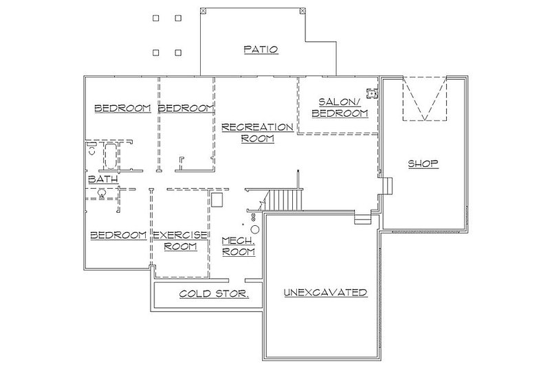 Dream House Plan - Floor Plan - Lower Floor for Traditional House Plan #5-245 - 6 bed, 3.5 bath