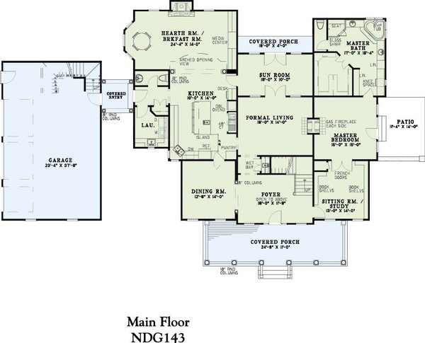 Architectural House Design - Traditional Floor Plan - Main Floor Plan #17-225