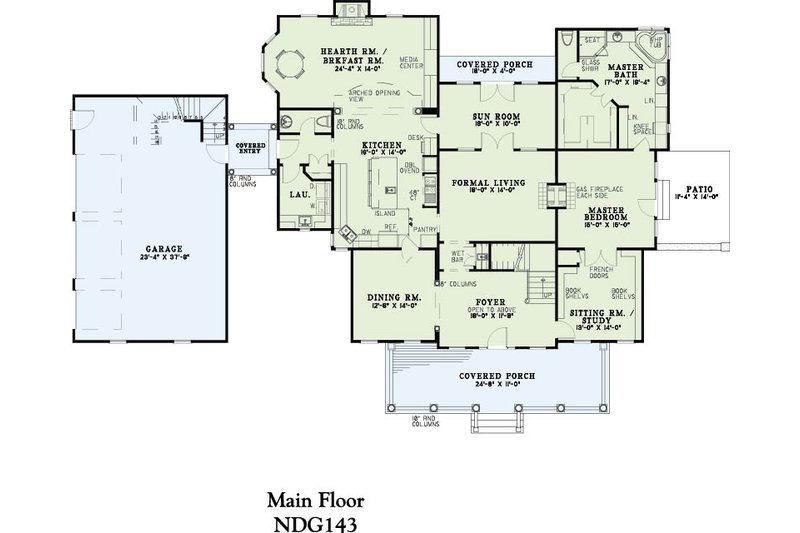 Home Plan - Floor Plan - Main Floor for Traditional House Plan #17-225 - 4 bed, 4.5 bath