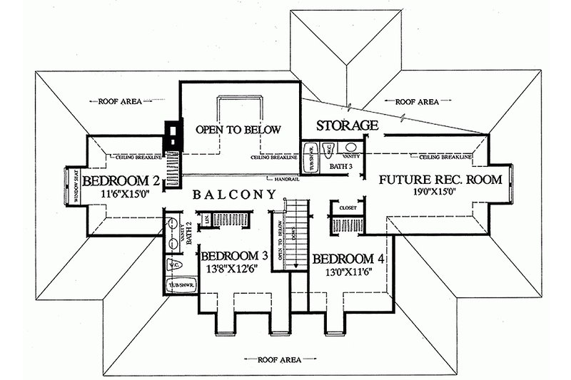 Dream House Plan - Upper level floor plan - 3100 square foot Southern home