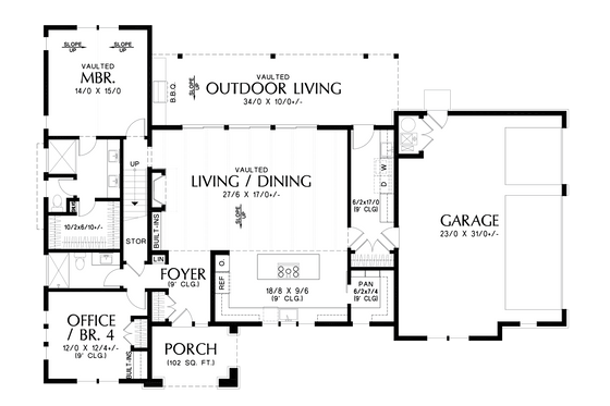 Floor Plan - Main Floor for Contemporary House Plan #48-1064 - 4 bed, 3 bath