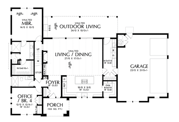 Contemporary Floor Plan - Main Floor Plan #48-1064