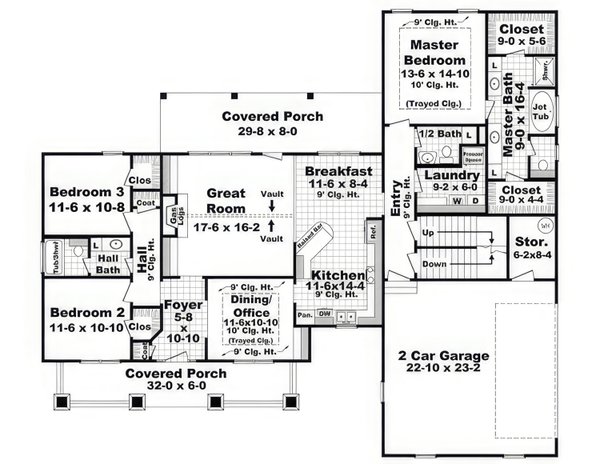 Architectural House Design - Craftsman Floor Plan - Main Floor Plan #21-544