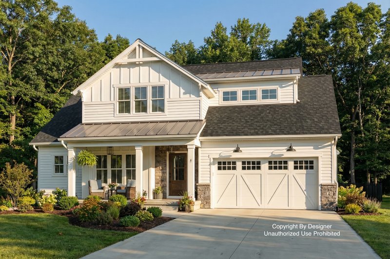 Farmhouse Style House Plan - 4 Beds 3.5 Baths 2768 Sq/Ft Plan #51-1363 Exterior