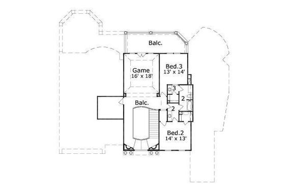 Floor Plan - Upper Floor for Mediterranean House Plan #411-318 - 3 bed, 2.5 bath