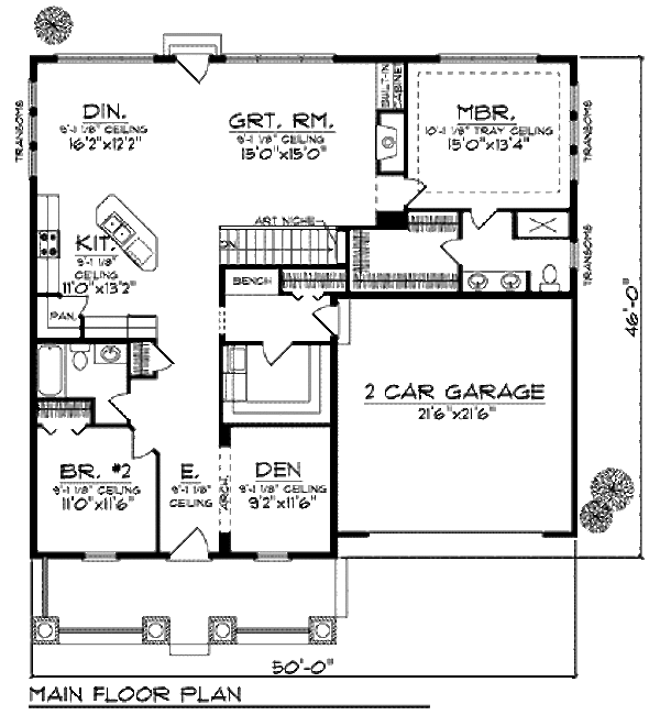 House Plan Design - Craftsman Floor Plan - Main Floor Plan #70-916