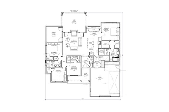 Floor Plan - Main Floor for Farmhouse House Plan #1094-30 - 4 bed, 3.5 bath