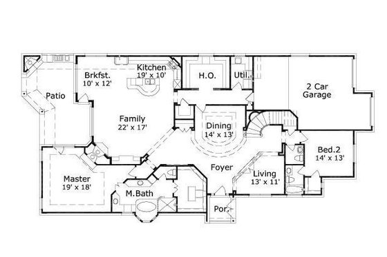 Floor Plan - Main Floor for European House Plan #411-515 - 3 bed, 3.5 bath