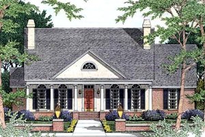 Southern Exterior - Front Elevation Plan #406-192
