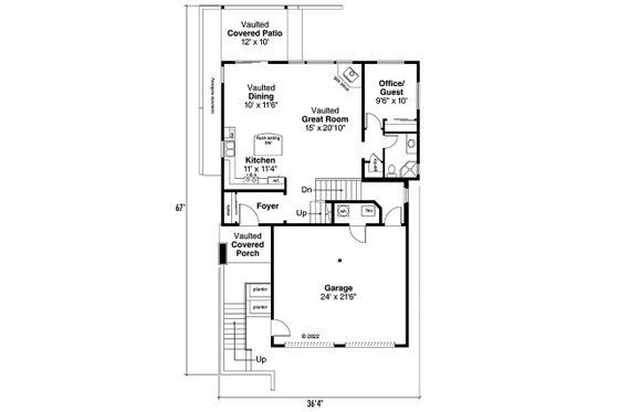 Floor Plan - Main Floor for Modern House Plan #124-1286 - 2 bed, 2 bath