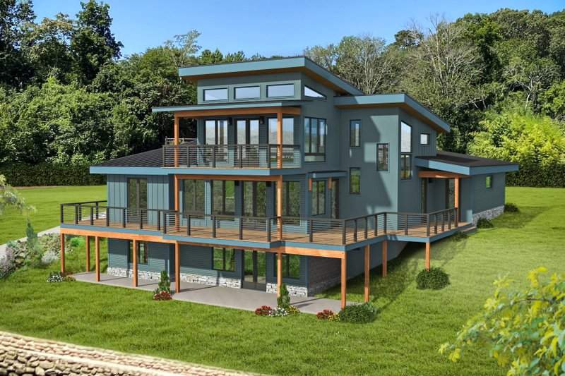 Dream House Plan - Exterior - Rear Elevation 1 for Modern House Plan #932-384 - 3 bed, 2 bath