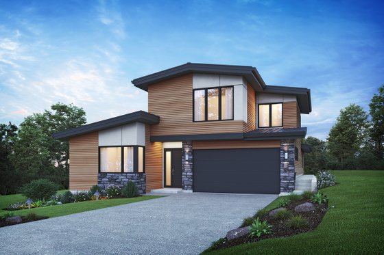 Exterior - Front Elevation 3 for Contemporary House Plan #48-1080 - 3 bed, 2.5 bath