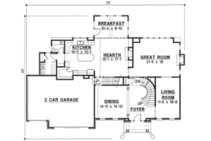 Floor Plan - Main Floor for Colonial House Plan #67-618 - 4 bed, 3.5 bath