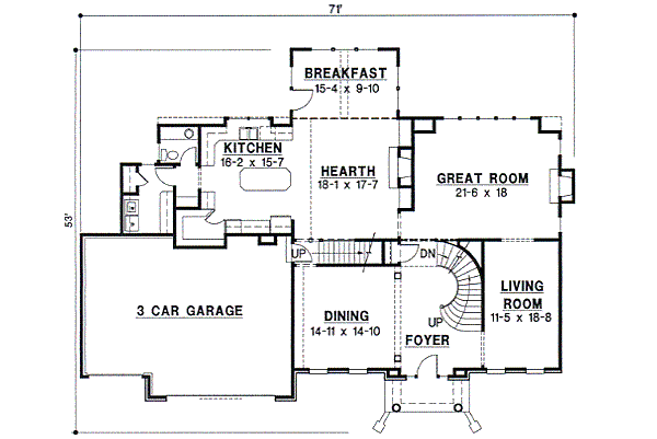 Colonial Floor Plan - Main Floor Plan #67-618