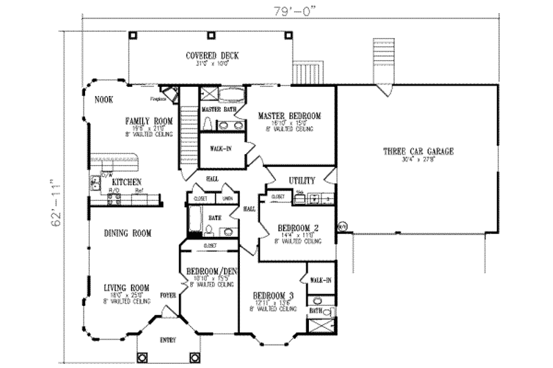 Dream House Plan - Floor Plan - Main Floor for Adobe / Southwestern House Plan #1-518 - 4 bed, 3 bath