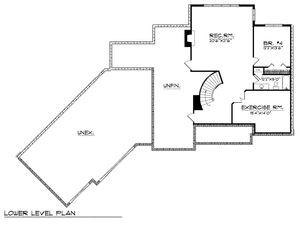 Architectural House Design - Traditional Floor Plan - Lower Floor Plan #70-486