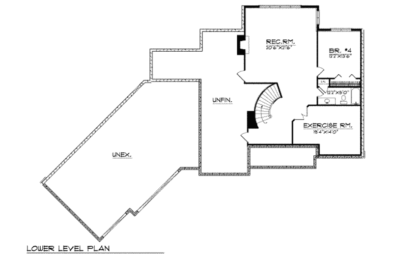 Home Plan - Floor Plan - Lower Floor for Traditional House Plan #70-486 - 3 bed, 3.5 bath